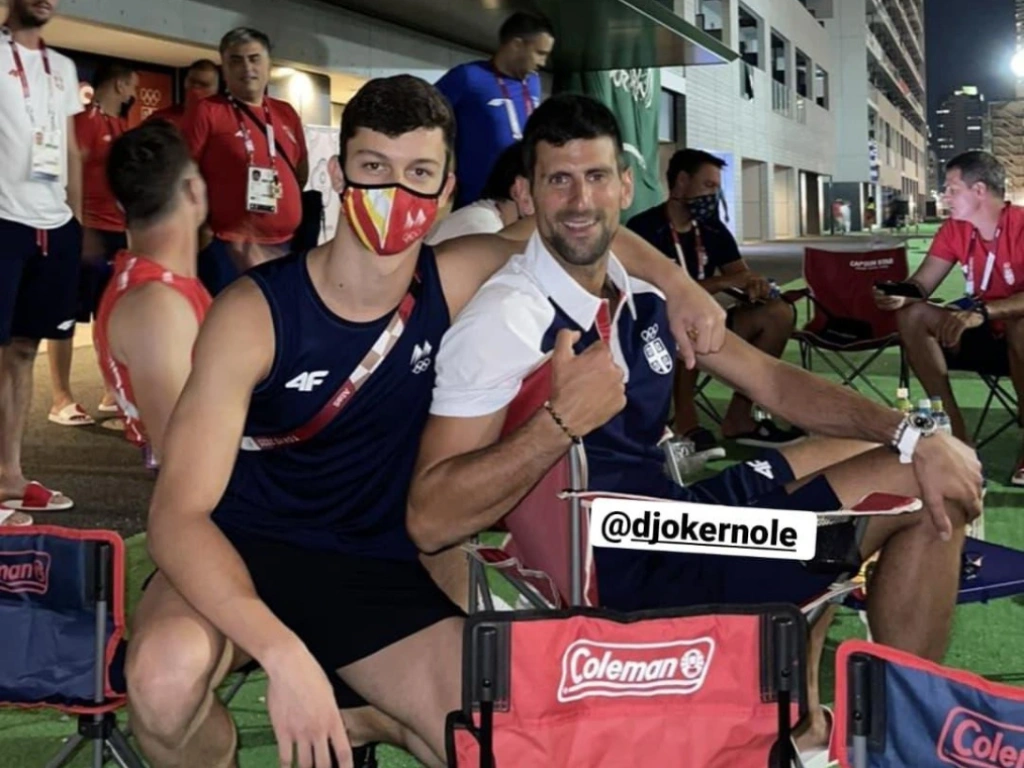 Filip Derkoski and Djokovic at the Tokyo Olympics