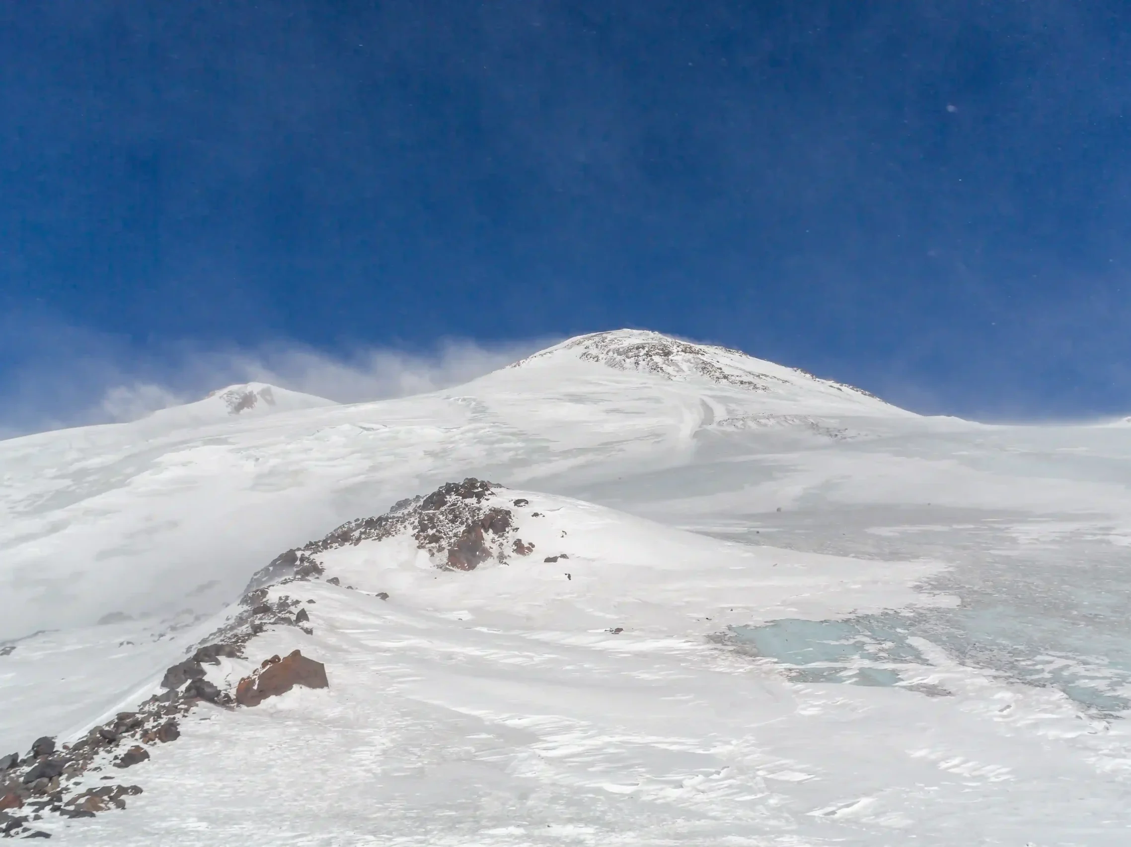 mount elbrus snow and icy face